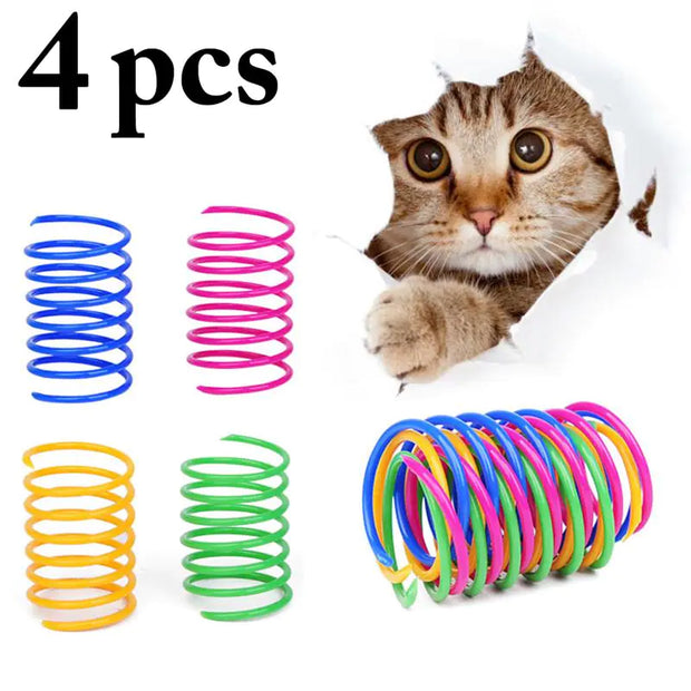 4Pcs Cat Colorful Spring Toys